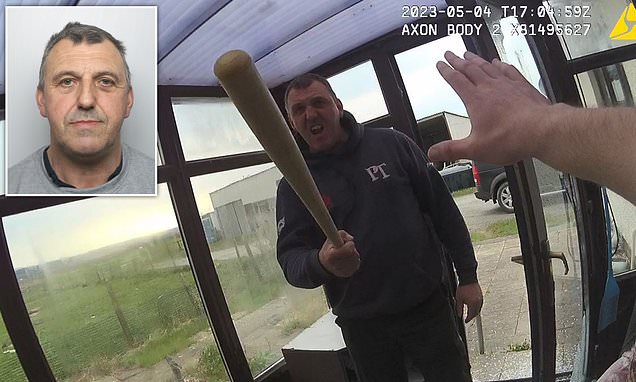 Terrifying moment farmer smashes up father's home with baseball bat