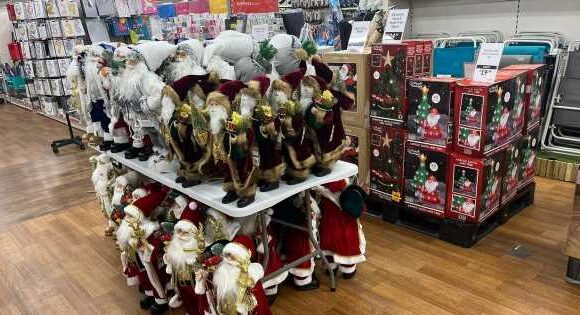 Christmas stuff on shelves during late summer heatwave baffles hot shoppers