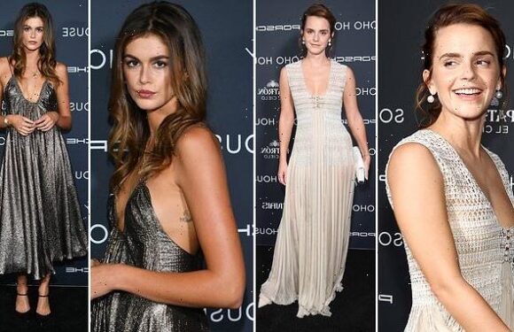 Emma Watson wows in low-cut silver fringe top and sheer skirt