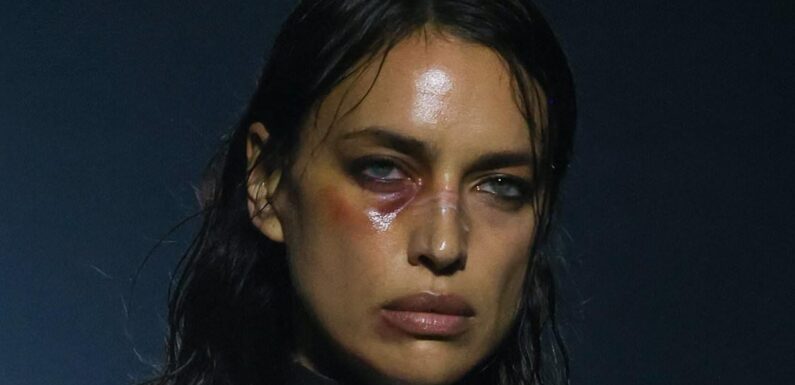 Irina Shayk sports a FAKE black eye during London Fashion Week