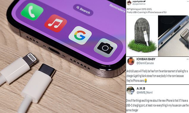 'RIP Lightning!' Apple fans delighted iPhone 15 getting USB-C charger