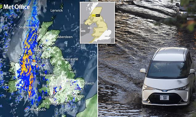 Rain to soak Britain before country battered by Storm Agnes TOMORROW