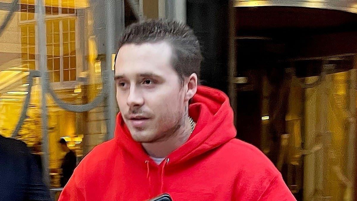 Brooklyn Beckham and camera shy wife Nicola Peltz arrive at hotel