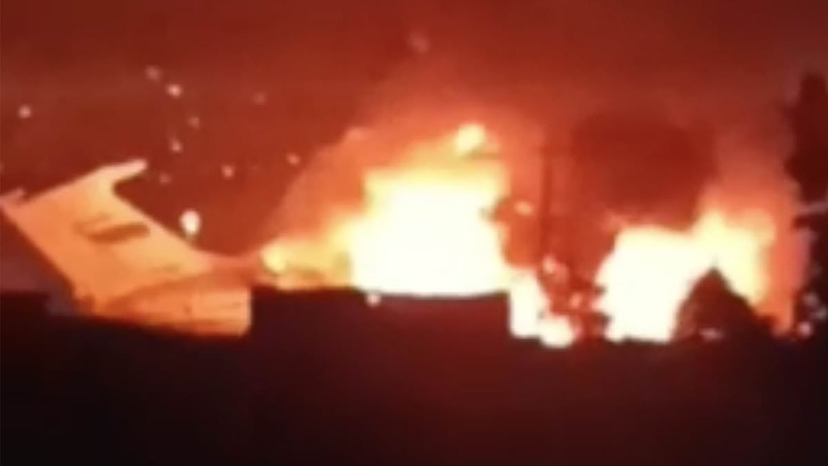 Giant Russian military jet carrying mystery cargo explodes on runway