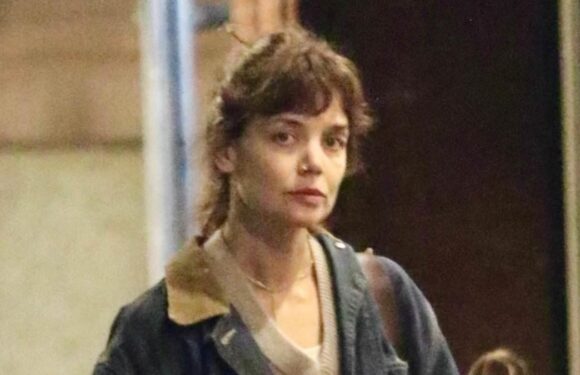 Katie Holmes shows modelling roots in double denim outfit in New York