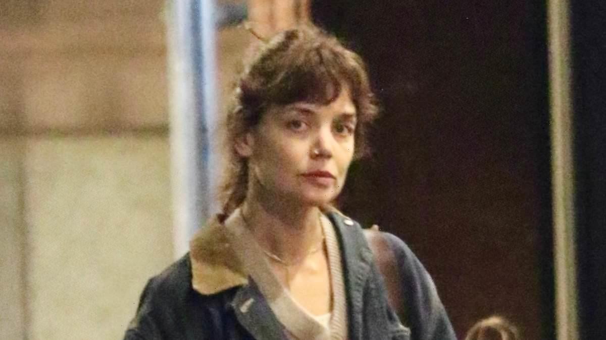 Katie Holmes shows modelling roots in double denim outfit in New York
