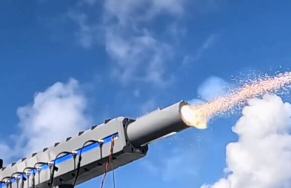 Moment world’s first railgun to be fired at SEA shoots steel round at unstoppable 6,000mph…6.5 times the speed of sound | The Sun