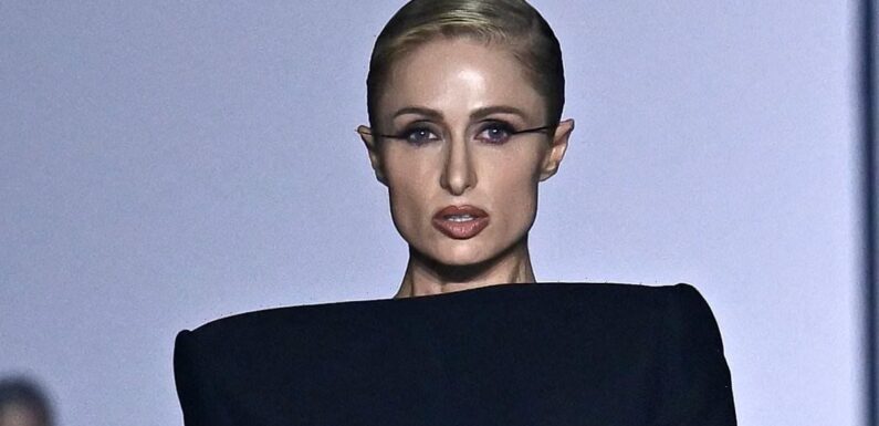 Paris Hilton puts on a VERY leggy display on Mugler catwalk