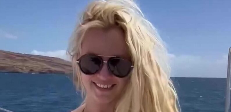 Britney Spears exudes confidence in a patterned bikini on a boat trip