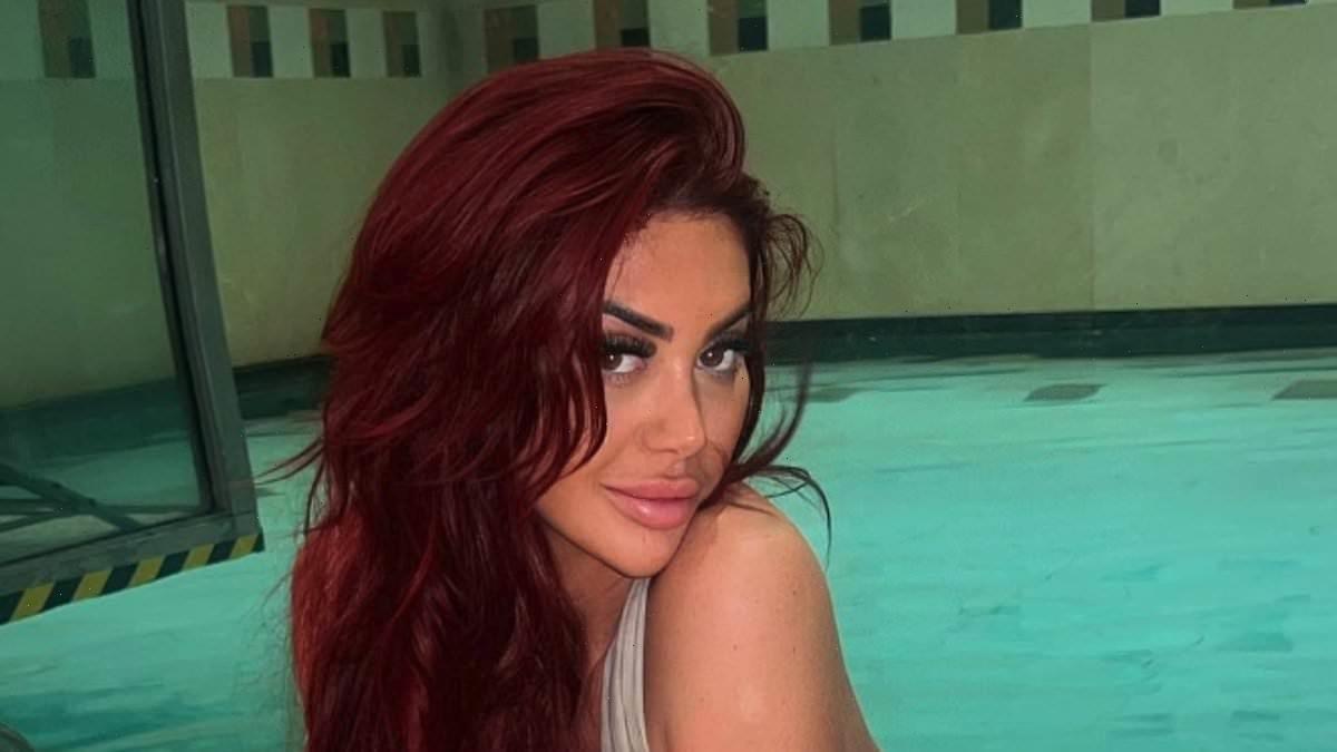 Chloe Ferry puts on a VERY busty display in a TINY nude bikini