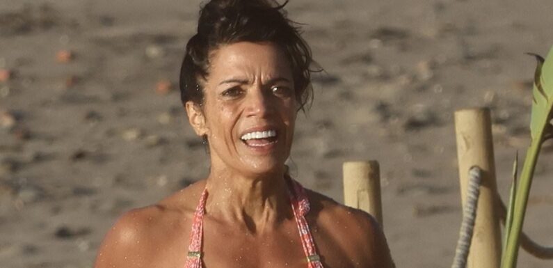 Jenny Powell, 55, shows off her incredible figure in a pink bikini