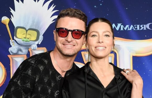 Justin Timberlake joined by wife Jessica Biel at LA Trolls premiere