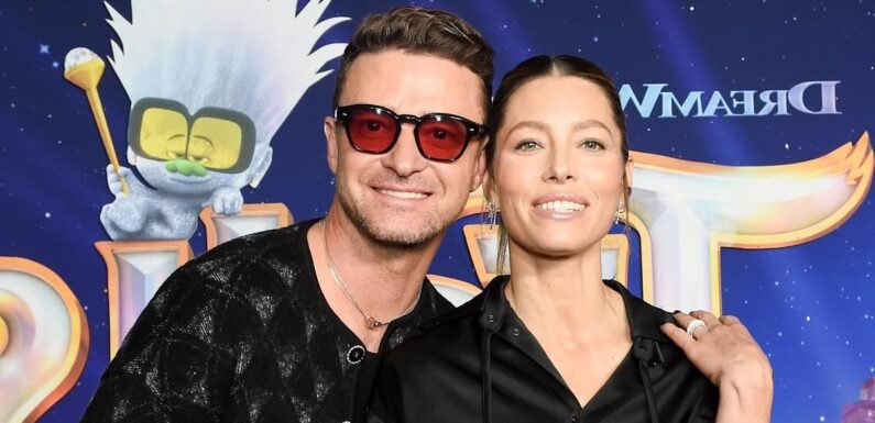 Justin Timberlake joined by wife Jessica Biel at LA Trolls premiere