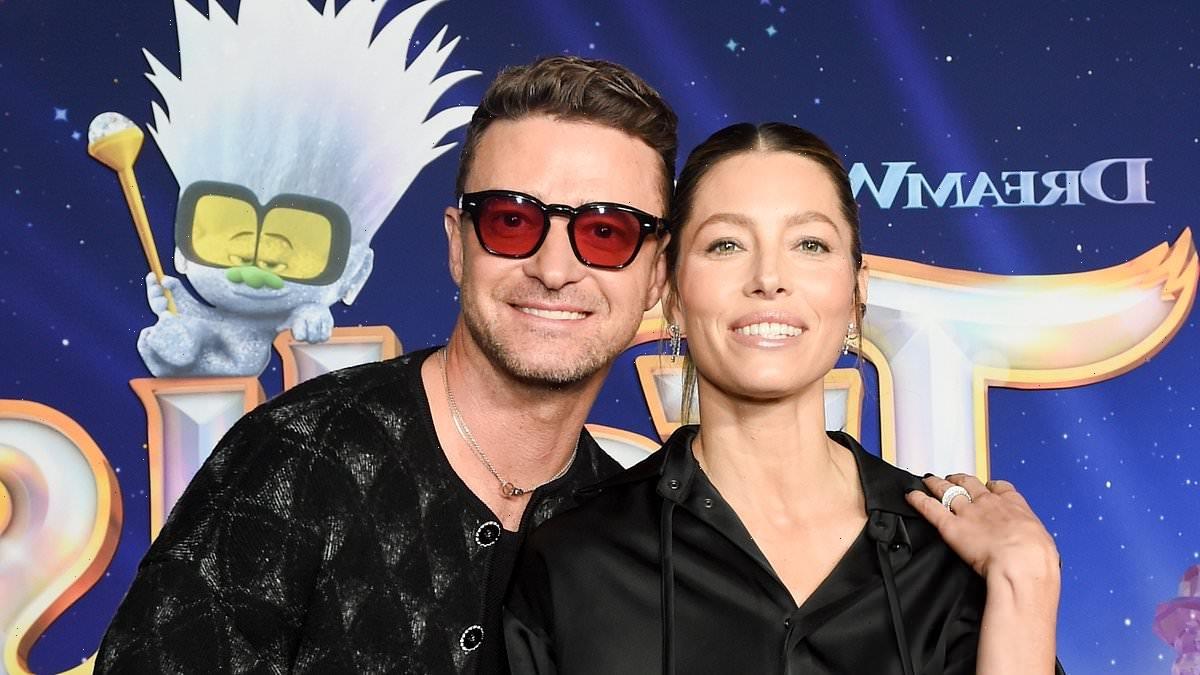 Justin Timberlake joined by wife Jessica Biel at LA Trolls premiere