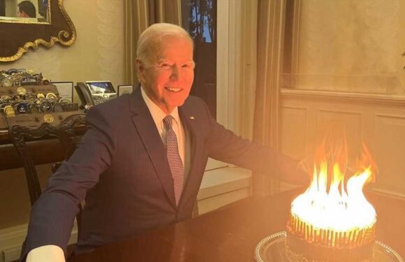 President Biden's Fiery Birthday Cake Sparks Memes, Jokes Galore