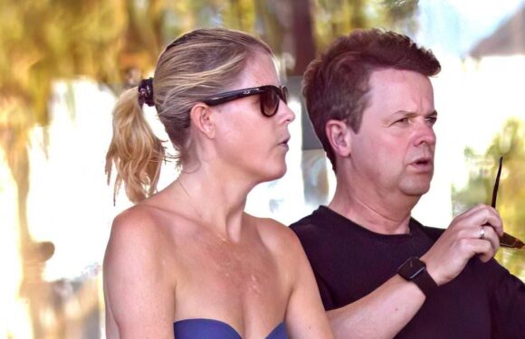 Declan Donnelly enjoys a break from I'm a Celeb filming with his wife