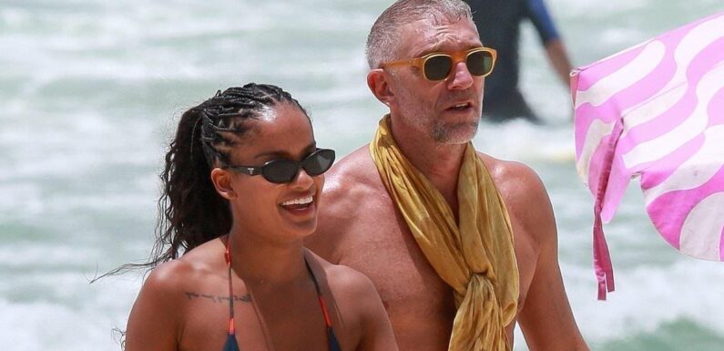 Vincent Cassel and girlfriend Narah Baptista at beach day in Brazil